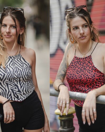 Kiki lleopard vermell - zebra beix